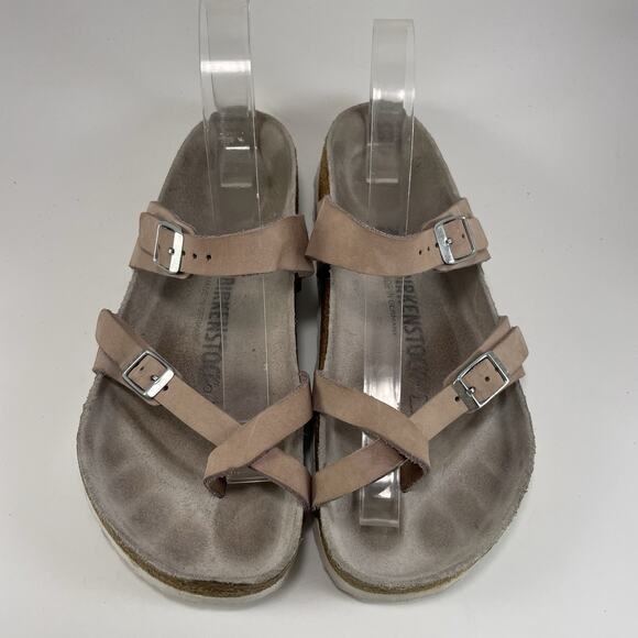 Birkenstock Mayari Toe Loop Sandals Womens Size 38 US 7-7.5 Oiled Leather Taupe - Picture 3 of 9